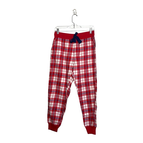 Aerie Red White & Navy Blue Plaid Drawstring Jogger Pajama Pants Small Women’s - Picture 1 of 12